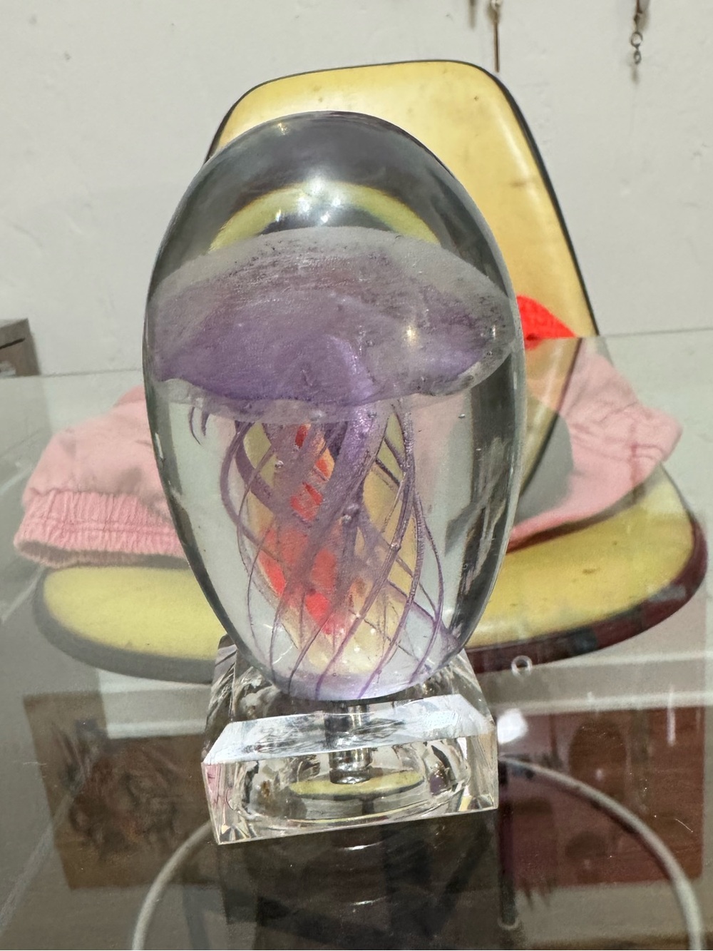 Glass Jellyfish Light Up Paperweight - Purple and Clear